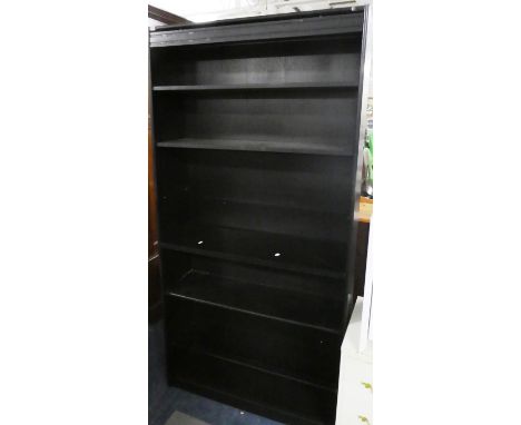 A Black Ash Four Shelf Open Bookcase, 90cm Wide 