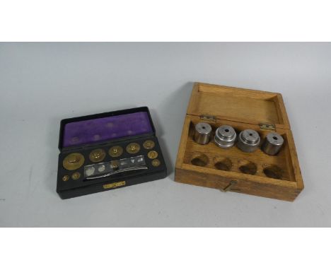 A Bakelite Cased Set of Continental Gram Weights and a Cased Engineering Tool 