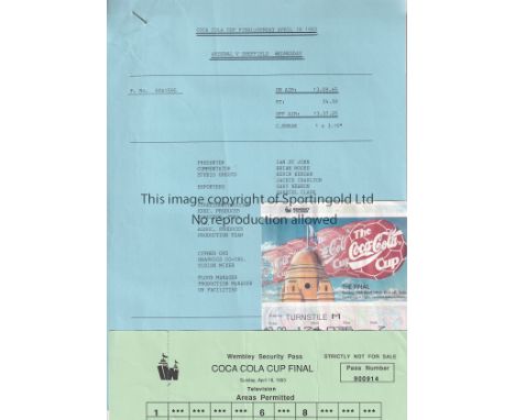 1993 LEAGUE CUP FINAL       Several items relating to Arsenal v Sheffield Wednesday at Wembley including programme, ticket an