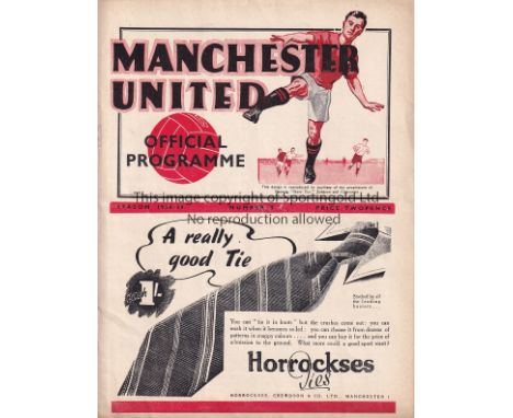 MANCHESTER UTD - BLACKPOOL 1938-39   Manchester United home programme v Blackpool, 15/10/1938, light pencil half-time scores,