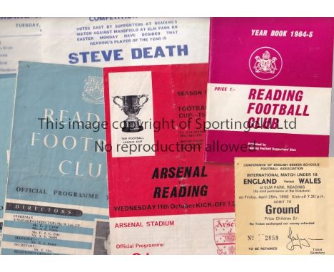 READING       Ten items including homes: single sheet programme for the Friendly v. Portsmouth 5/8/1969, slightly creased, Fu