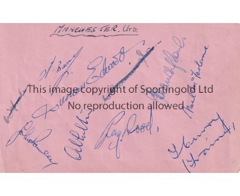MANCHESTER UNITED AUTOGRAPHS / DUNCAN EDWARDS     An album sheet with 8 autographs from the mid-1950's including Duncan Edwar