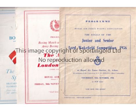 BOXING      Five programmes for evenings involving the Services, 18/10/1956 at RAF, St. Athan Junior &amp; Senior Competition