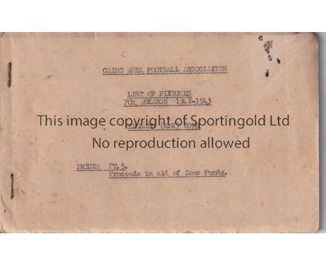 WARTIME FOOTBALL     Very unusual item, handbook issued by Cairo (Egypt) Area F.A for teams comprising British servicemen but