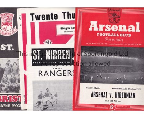 SCOTTISH    A collection of 25 programmes featuring Scottish clubs 1952-2004 to include Arsenal v Hibernian 1952 and homes at