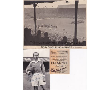 STANLEY MATTHEWS AUTOGRAPHS / 1951 FA CUP FINAL      Three items: original 8" X 6" Press photograph of the teams beings prese