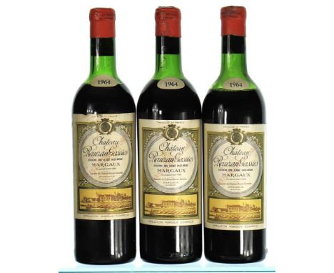 1964 Chateau Rauzan Gassies, 2eme Cru ClasseMargauxStained labels2 bottle M/S3x75clThese wines have been stored in an excepti