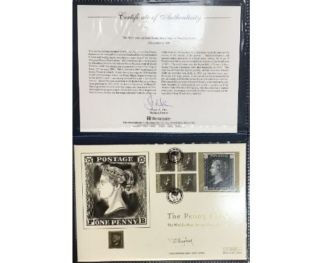 Limited Edition  Penny Black hand painted Envelope with 9ct Gold Stamp First Day Cover, by westminster in Original Presentati