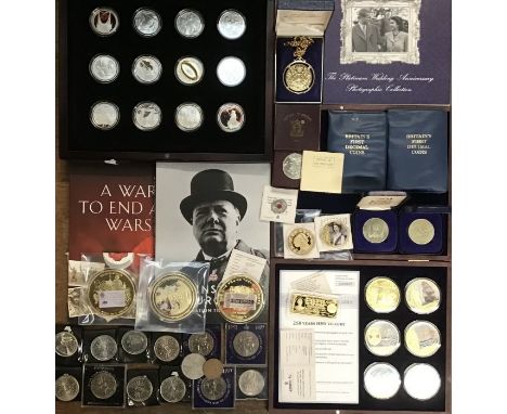 Collection of Medallic issues including set of Twelve 2003 Silver New Zealand $1 Coins Commemorating the filming Lord of the 