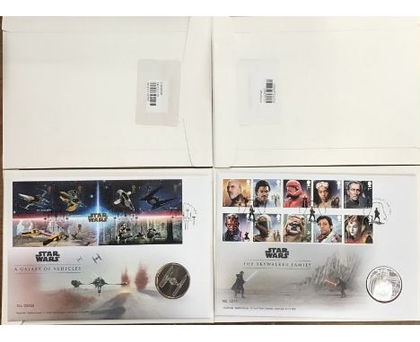 Royal Mint &amp; Royal Mail BU Star Wars first day Cover sets of two ‘A Galaxy of Vehicles’ (one still sealed in envelope) &a