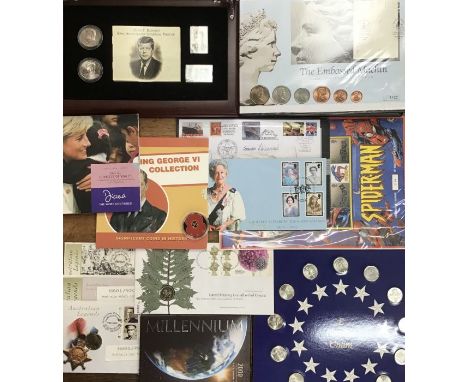 Collection of Commemorative Limited Edition Brilliant Uncirculated Coins in Original Presentation Folders, including J.F.K Me