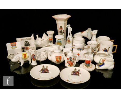 A collection of assorted early 20th Century crested china to include W.H Goss, Carlton China, Victoria China, Willow Art Chin