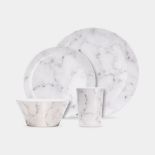 Melamine Dinnerware Set, 16Pc Marble Print Dinner Set Including 4 Dinner Plates, 4 Side Plates, 4