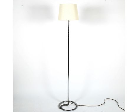A 1930s' modernist tubular steel standard floor lamp with coiled base, height 160cmSome pitting to steel frame, good structur