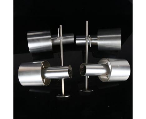 PETER NELSON for Architectural Lighting, a pair of aluminium double wall mounted adjustable lamps.Good condition, some age re