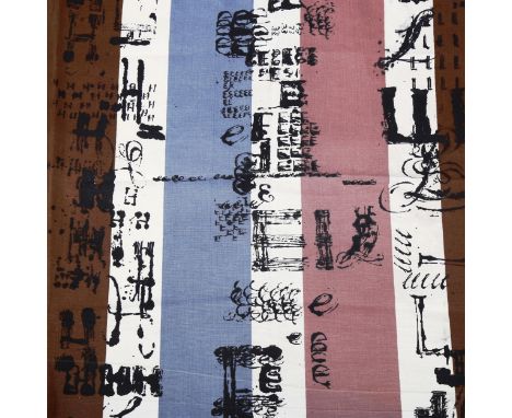LUCIENNE DAY for Shell Chemical Company, 1963, a rare fabric panel with SHELL in design and marked on selvedge, designed for 