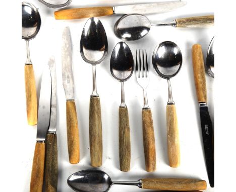 A quantity of HEALS horn handled cutlery, knives marked, Razoredge, Stainless, Heal and Son, Tottenham Court Road, 36 piecesG