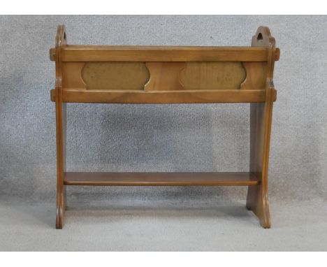 A late 19th century walnut plant trough stand with fitted zinc liner. H.55.5 L.58 W.26cm 