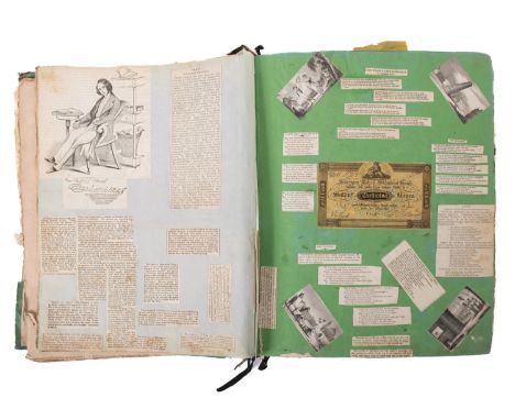 NINETEENTH & TWENTIETH CENTURY SCRAP ALBUM. A scrap album including numerous 19th and early 20th Century press and magazine c