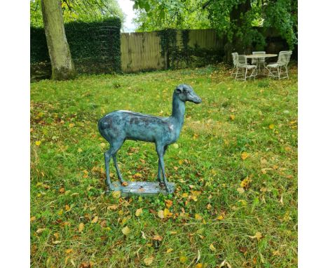 A BRONZE DEER AFTER THE ANTIQUE (HERCULANEUM 79AD)after the original discovered in the Villa dei Papiri, Herculaneum, Italy i