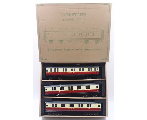 Darstaed 0 gauge coarse scale ex shop stock set of three BR Gresley coaches, set D, housed in the original box, mint