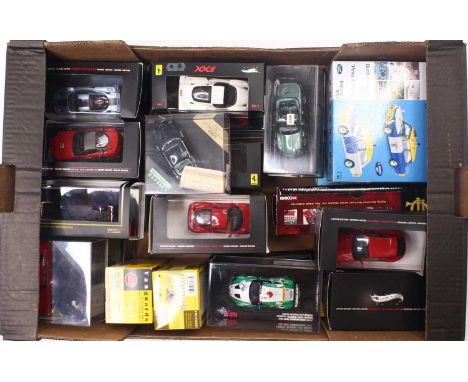 One deep tray containing mainly 1:43 scale modern issue diecast vehicles including Vanguards, Hotwheels, Vitesse, Corgi, and 