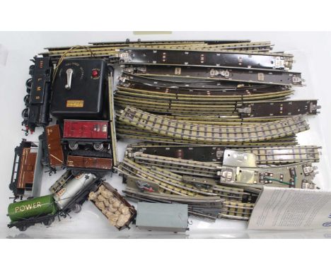 A Mixed lot of Hornby Dublo 3 rail to include an EDL7 LMS 0-6-2 tank, a horse box, a Power petrol tanker, an LMS guards van, 