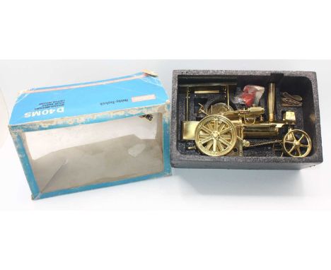 Wilesco D40MS live steam traction engine finished in brass, with burner, appears unused, housed in the original polystyrene b