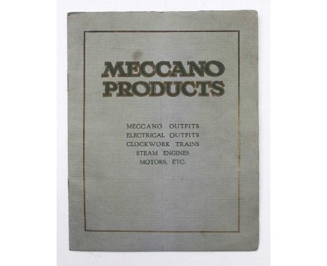 Meccano Products 20-page catalogue showing a range of products available including Meccano Sets, Models, Hornby O Gauge Train