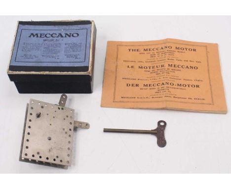 Meccano Motor No.1, 1912 example in the original blue labelled box, mechanism is marked with Marklin production stamp as well