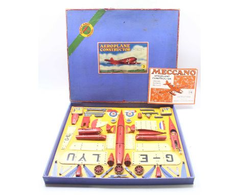 Meccano Aero Constructor Outfit 2S, cream and red example with civilian markings, restrung on original backing card, with whi