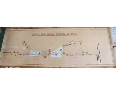 South Tottenham Station Junction signal box diagram, unmounted, rolled example, in excellent condition, with updated track la