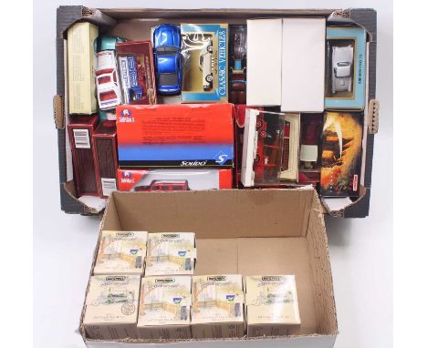 Two trays of modern issue diecast to include all six of the Matchbox Yesteryear French series, a collection of Ford Mustangs 