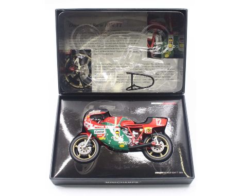 Minichamps Classic Bike series 1/12 scale model of a No.8 Ducati 900 Race IOM TT 1978 as driven by Mike Hailwood, housed in t
