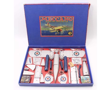 Meccano Aeroplane Constructor No.2 circa 1931, comprising silver flat wings, plain fuselage, early version housed in the orig