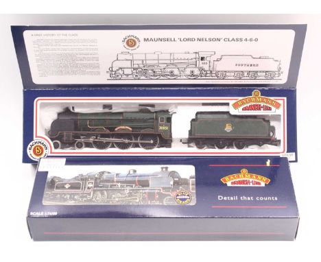 Two Bachmann 00 gauge locos to include an N class in BR lined black, early emblem, no.31813, and a Lord Nelson class in BR li