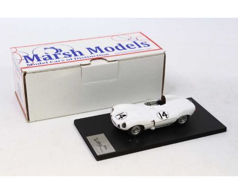 A Marsh Models No. MM255 1/43 scale factory hand built model of a 1956 Sebring D-type, comprising white body with racing No. 