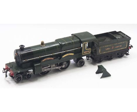 1929-33 Hornby 3C 0-gauge clockwork 4-4-2 loco &amp; tender ‘Caerphilly Castle’ GWR green, 4073 on cabside, black smokebox, 4