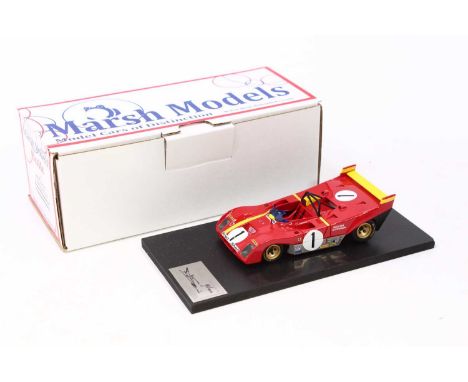 A Marsh Models No. MM265 1/43 scale hand built model of a Ferrari 312PB as featured at Spa 1972 and driven by Ickx/Regazzoni,