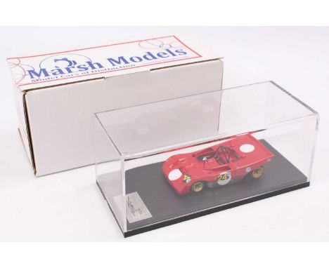 Marsh Models factory hand built 1/43 scale model of an LE33 Ferrari 312PB Buenos Aires 1971 Giunti/Merzario race car, compris