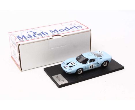 Marsh Models, MM271, 1/43rd scale hand built model of a Ford GT40 1966 Spa Racing Car, finished in light blue with racing num