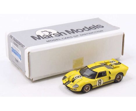A Marsh Models 1/43 scale factory hand built model of a MM851 1966 Le Mans Ford MK11 race car, finished in yellow with racing