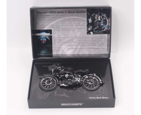 A Minichamps No. 122 134500 Classic Bike Series 1/12 scale model of a Vincent HRD series c1950 Black Shadow, housed in the or