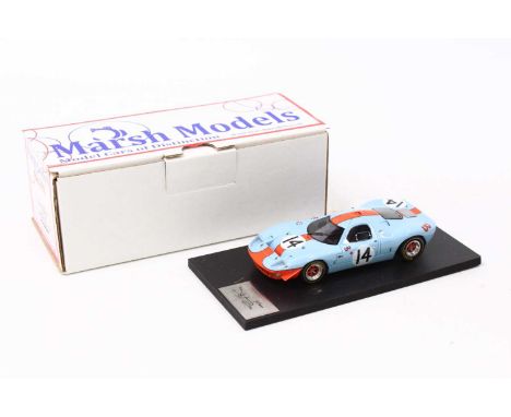 A Marsh Models No. MM250 1/43 scale factory hand built model of a Mirage M1 Le Mans 1967 race car comprising light blue body 