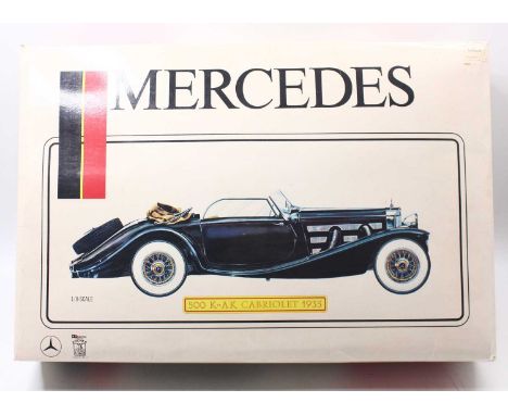 Pocher K74 1/8th scale kit for a Mercedes 500K Cabriolet 1935, housed in the original box, un-started example and appears com
