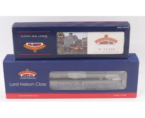 Two 00 gauge Bachmann locos to include an N class southern Mogul, in BR lined black, early emblem, no.31844, and a Lord Nelso