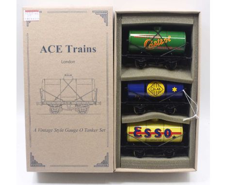 ACE Trains 0 gauge triple tanker pack, set 6, to include Esso, Colas, and Castrol. All are in near-mint condition, have been 
