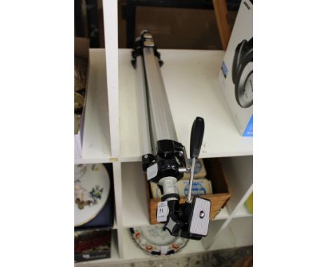 A camera tripod.