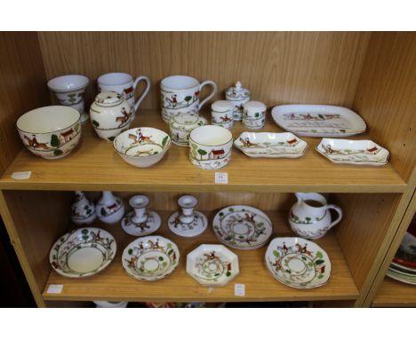 A quantity of Coalport Hunting Scene china and other similar makes.