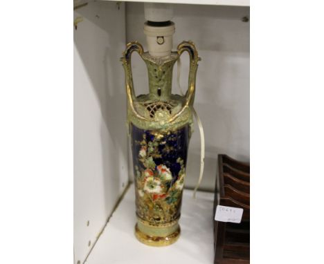 A continental twin handled vase converted to a lamp.